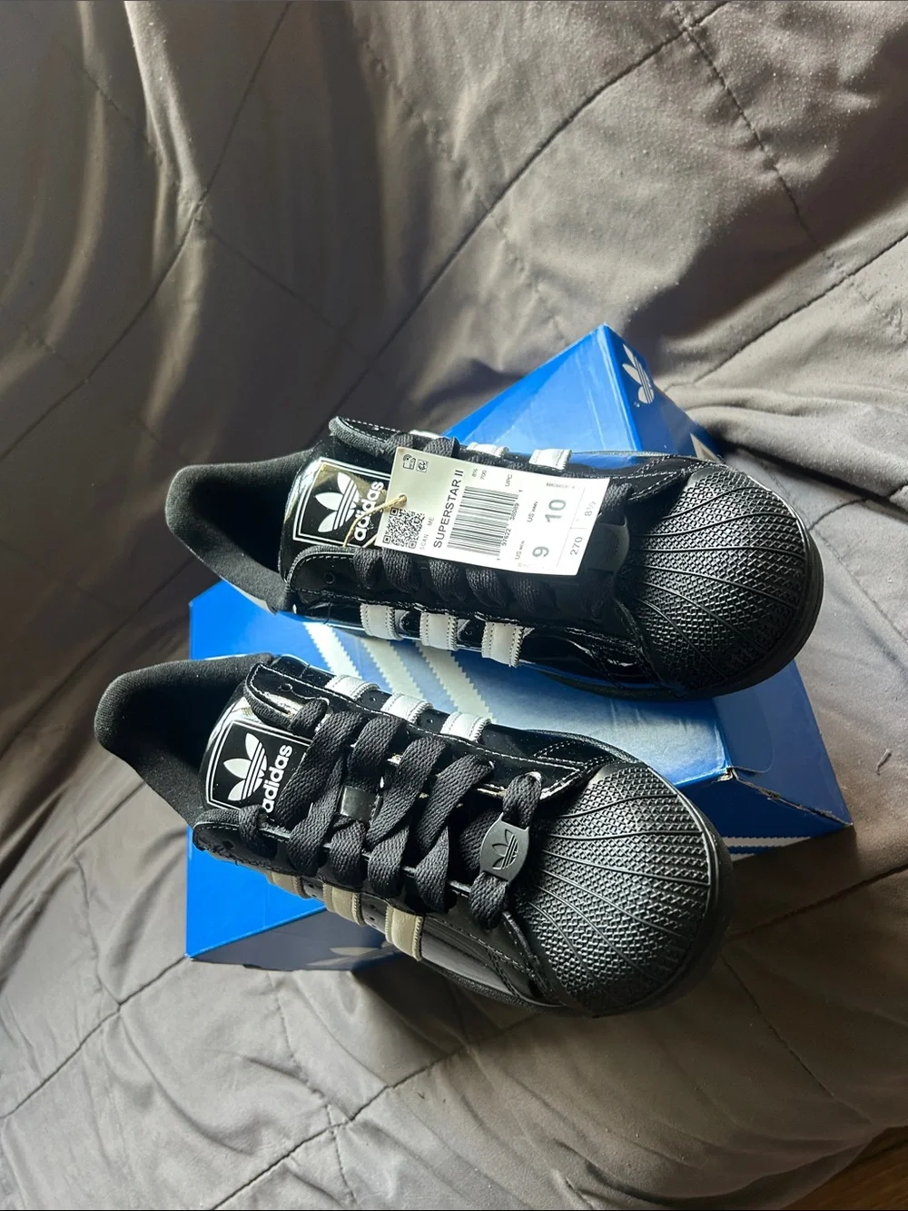 adidas Black and White Superstar II Sneakers